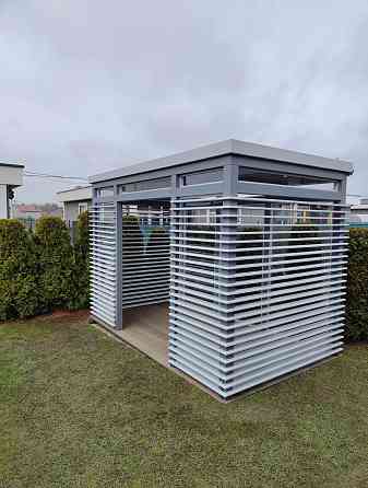 Беседка деревянная 2 х 3,5 м. Кровля и стены монолитный поликарбонат, настил ДПК, деревянная обрешёт Калининград