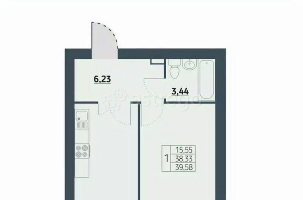 1-комн. квартира, 39.4 м2, 8/9 эт. Красноярск - изображение 1