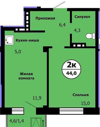 2-комн. квартира, 44 м2, 18/19 эт. Красноярск