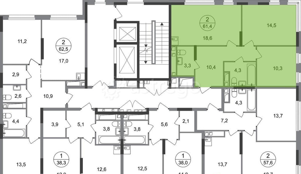2-комн. квартира, 61 м2, 3/17 эт. Москва - изображение 5