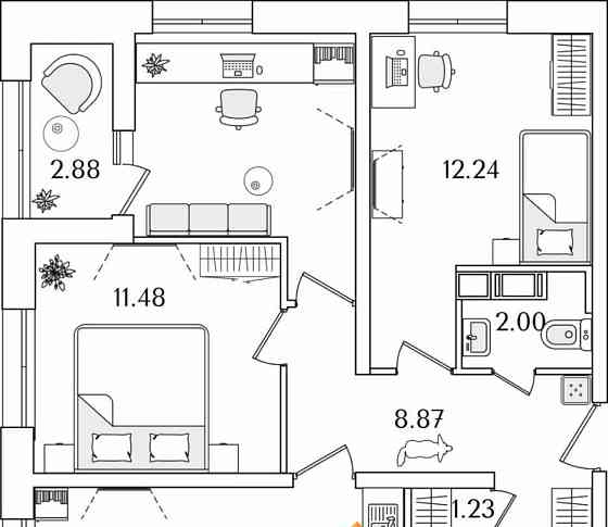3-комн. квартира, 67.75 м2, 18/22 эт. Санкт-Петербург