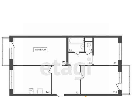 3-комн. квартира, 67.2 м2, 1/5 эт. Бийск