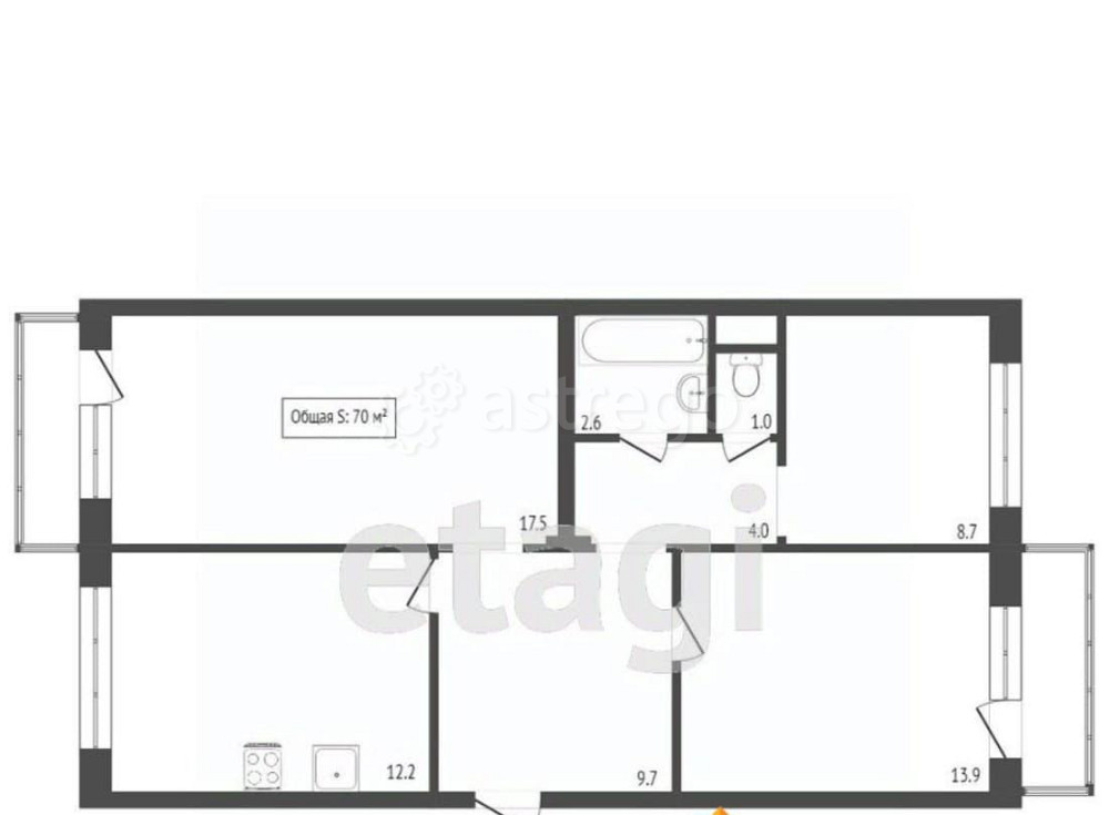 3-комн. квартира, 67.2 м2, 1/5 эт. Бийск - изображение 3