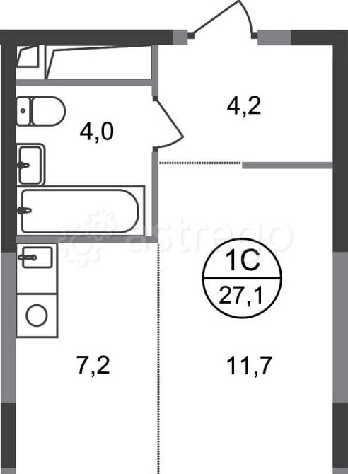 Студия, 27 м2, 16/17 эт. Москва - изображение 1