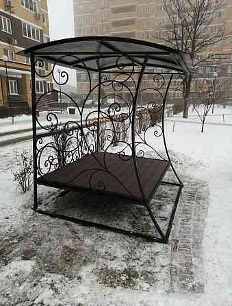 Беседка-бунгало кованый металл, ДПК 210х200х180 см, Арамант Раменское