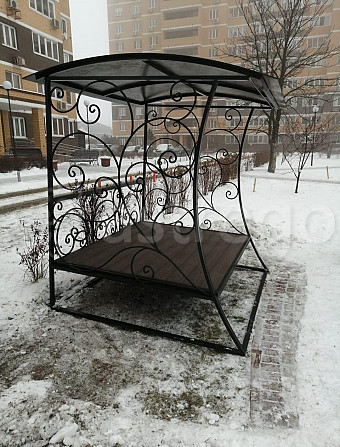 Беседка-бунгало кованый металл, ДПК 210х200х180 см, Арамант Раменское - изображение 1