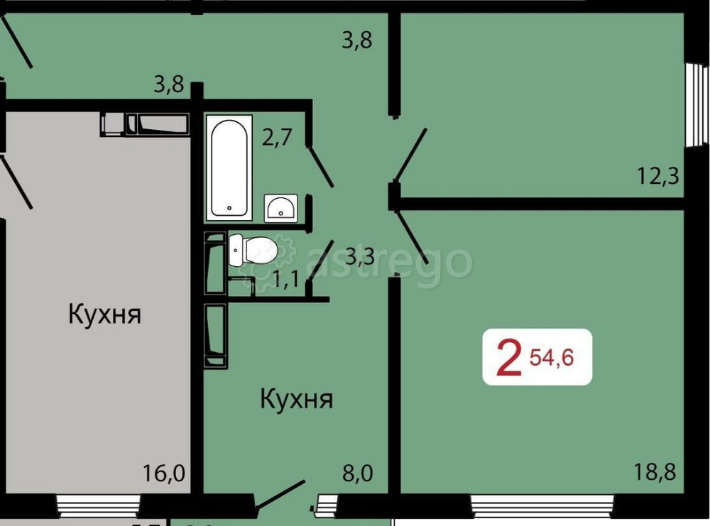 2-комн. квартира, 54.6 м2, 15/17 эт. Красноярск - изображение 4
