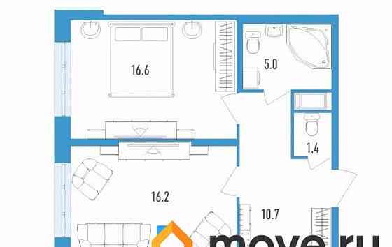 2-комн. квартира, 71.9 м2, 6/18 эт. Санкт-Петербург
