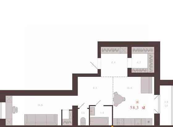 2-комн. квартира, 58.3 м2, 1/10 эт. Новоалтайск