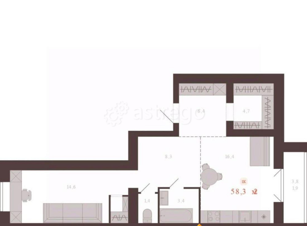 2-комн. квартира, 58.3 м2, 1/10 эт. Новоалтайск - изображение 1