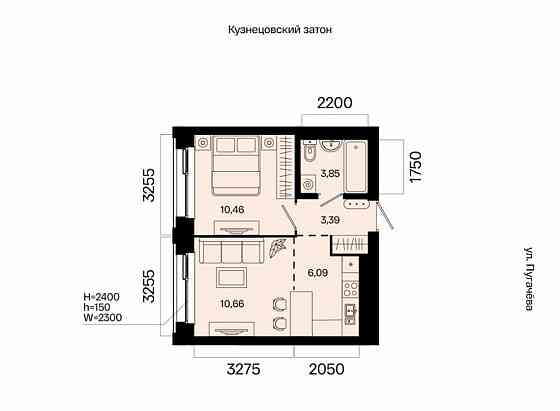 2-комн. квартира, 34.45 м2, 14/31 эт. Уфа