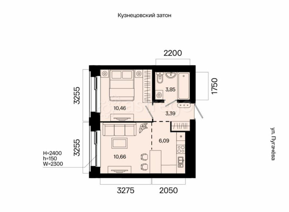 2-комн. квартира, 34.45 м2, 14/31 эт. Уфа - изображение 2