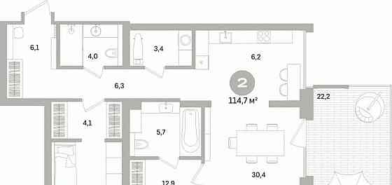 2-комн. квартира, 114.66 м2, 2/9 эт. Санкт-Петербург