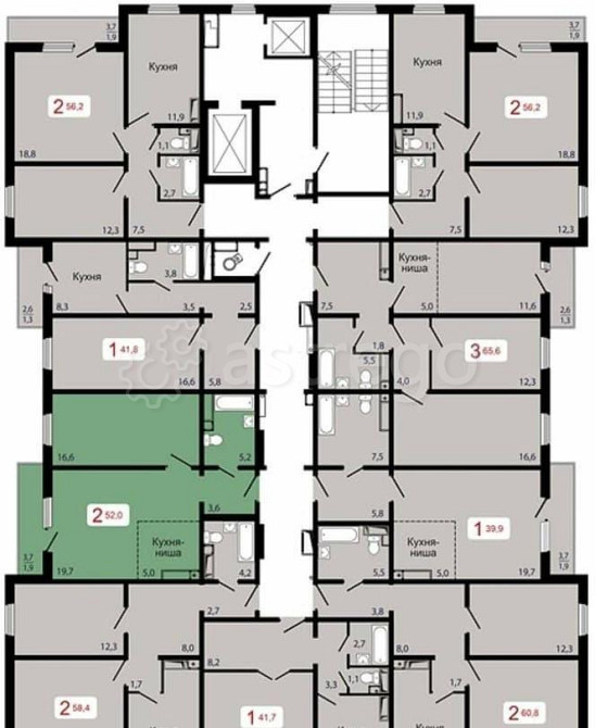 1-комн. квартира, 52 м2, 2/17 эт. Красноярск - изображение 9
