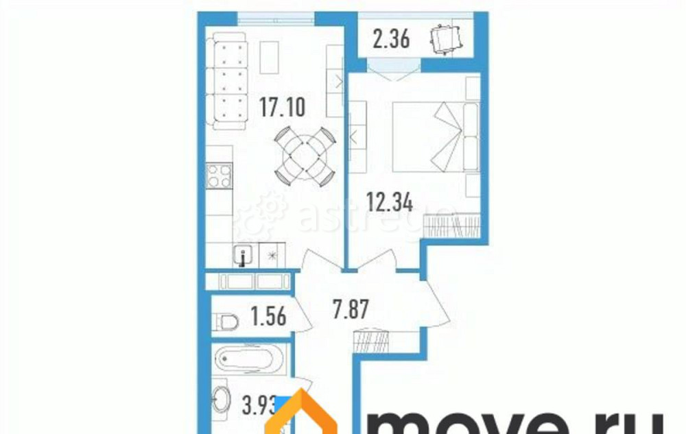 2-комн. квартира, 57.54 м2, 9/12 эт. Санкт-Петербург - изображение 1