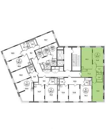 2-комн. квартира, 66 м2, 16/17 эт. Москва