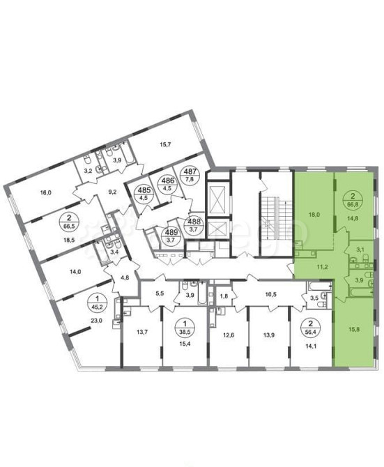 2-комн. квартира, 66 м2, 16/17 эт. Москва - изображение 4