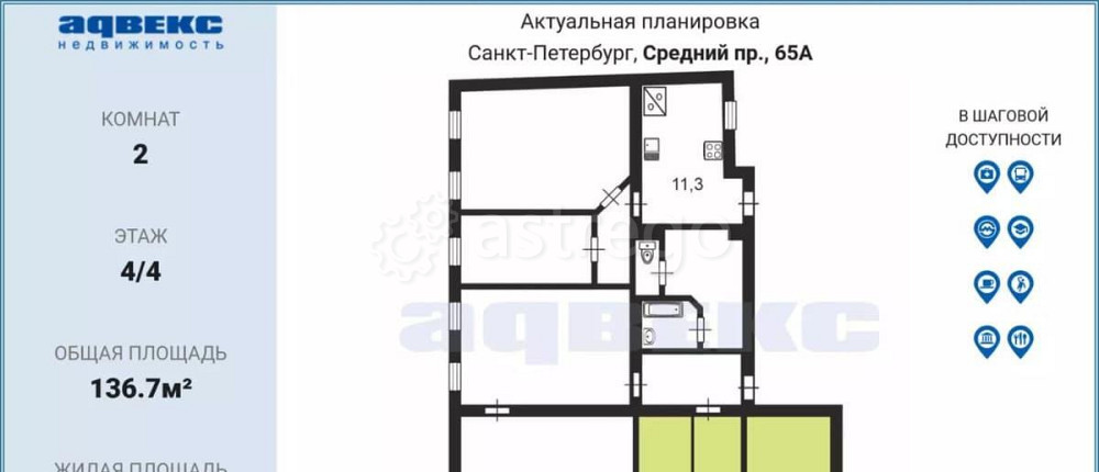 Комната, 28.9 м2, 4/4 эт. Санкт-Петербург - изображение 5