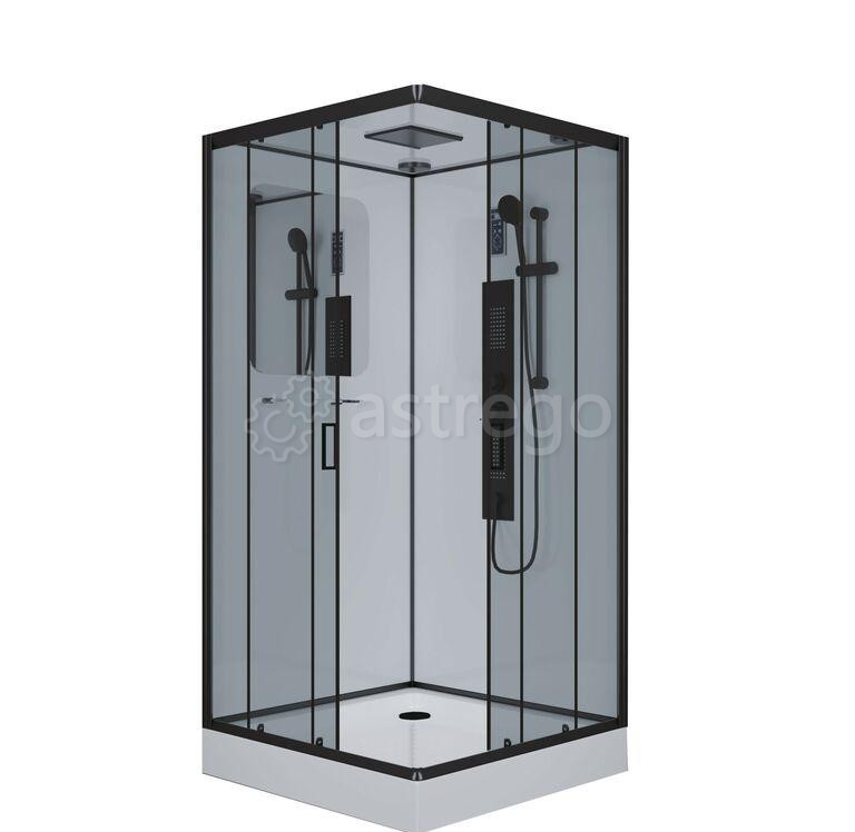 Душевая кабина NG- 6901-01GQ BLACK 900х900х2100 низкий поддон16 см стекло ТОНИРОВАННОЕ 4 места Niaga Москва - изображение 1