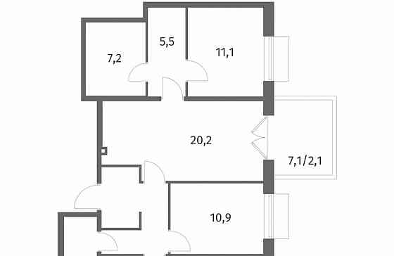 3-комн. квартира, 92.2 м2, 1/8 эт. Санкт-Петербург