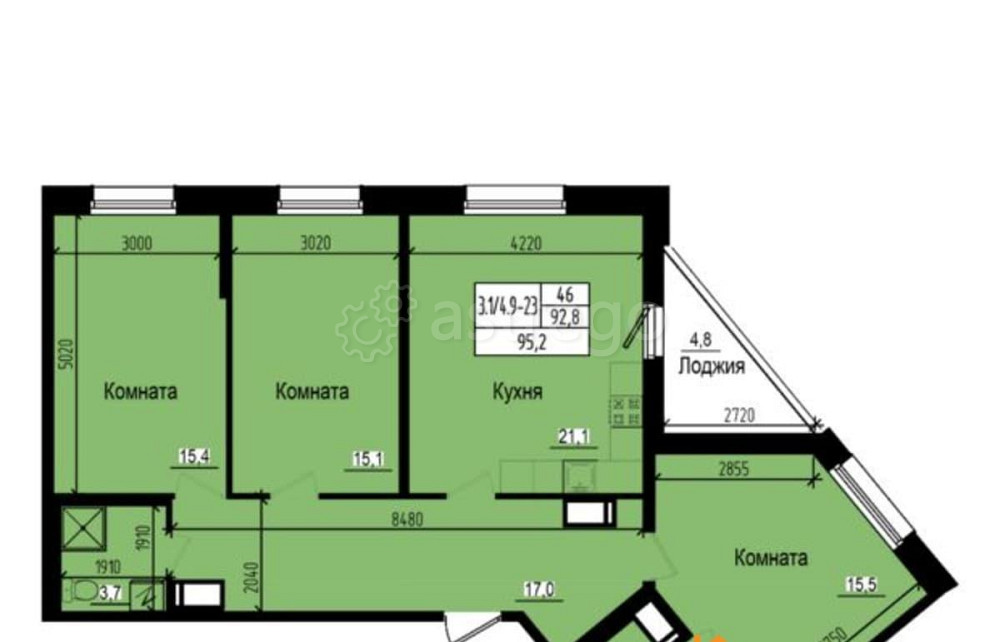 3-комн. квартира, 95.2 м2, 22/23 эт. Санкт-Петербург - изображение 1