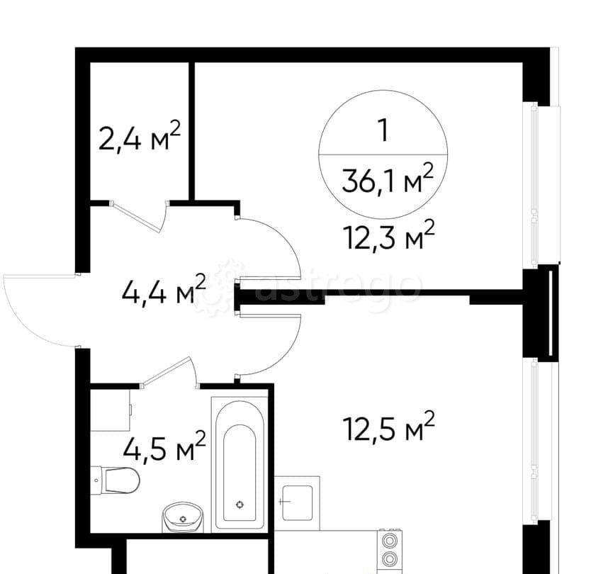 1-комн. квартира, 36 м2, 3/17 эт. Москва - изображение 1