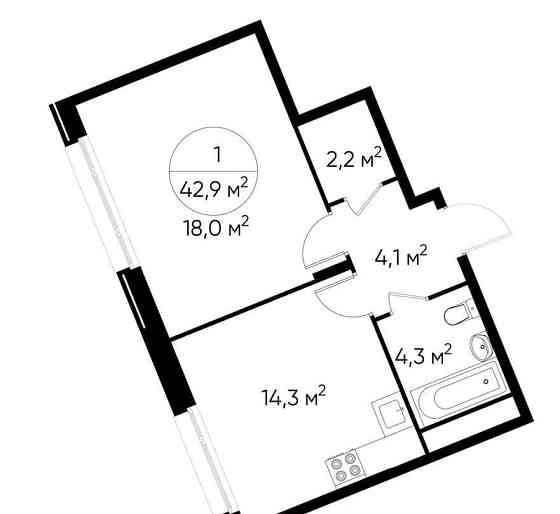1-комн. квартира, 42 м2, 8/17 эт. Москва