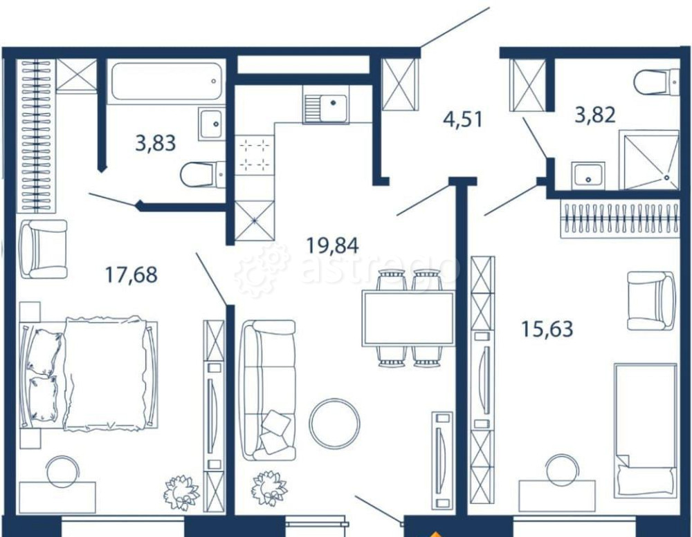 3-комн. квартира, 73.88 м2, 1/5 эт. Санкт-Петербург - изображение 1