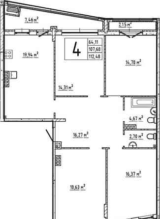 4-комн. квартира, 111.9 м2, 4/4 эт. Москва