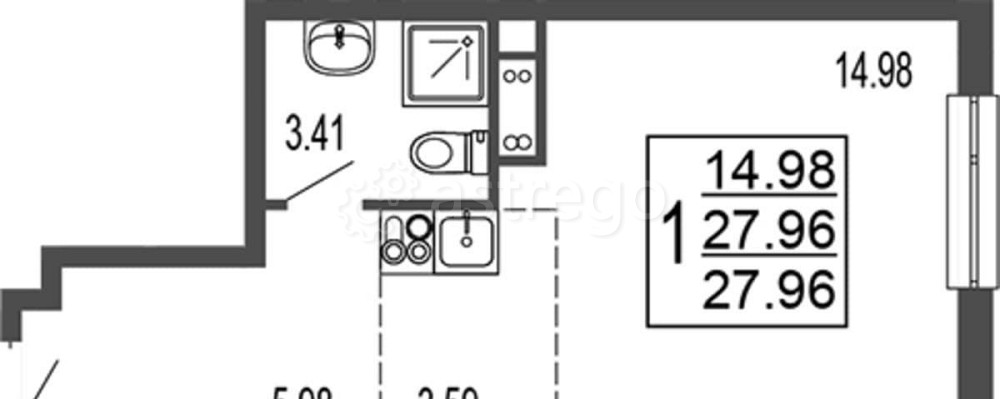 Студия, 27.96 м2, 4/17 эт. Москва - изображение 7