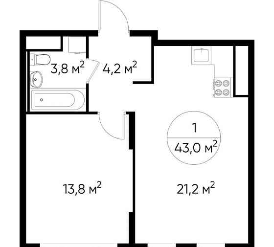 1-комн. квартира, 43 м2, 7/17 эт. Москва