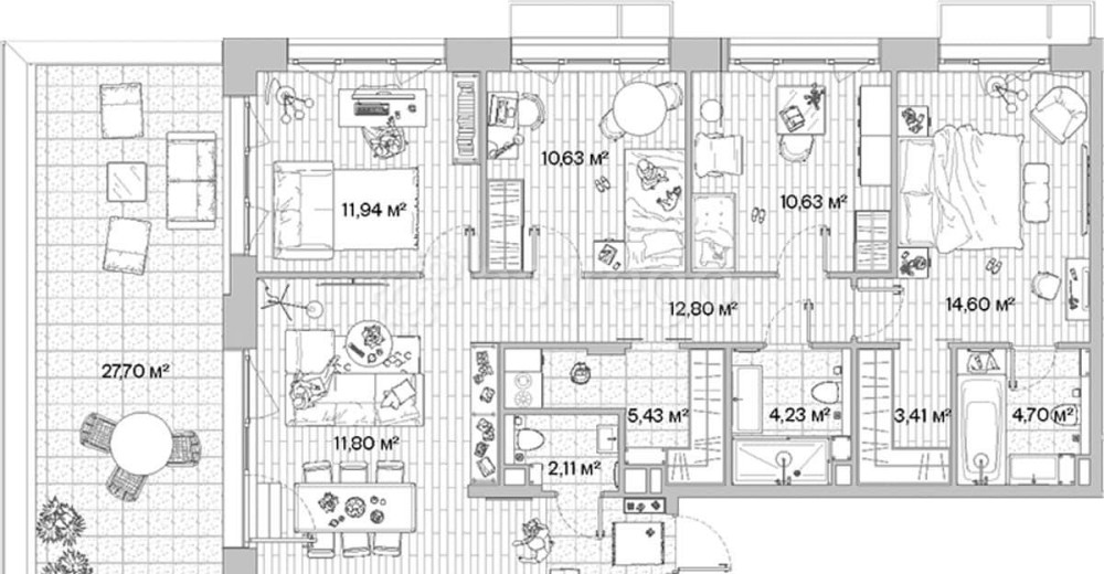 4-комн. квартира, 111.31 м2, 9/12 эт. Москва - изображение 7