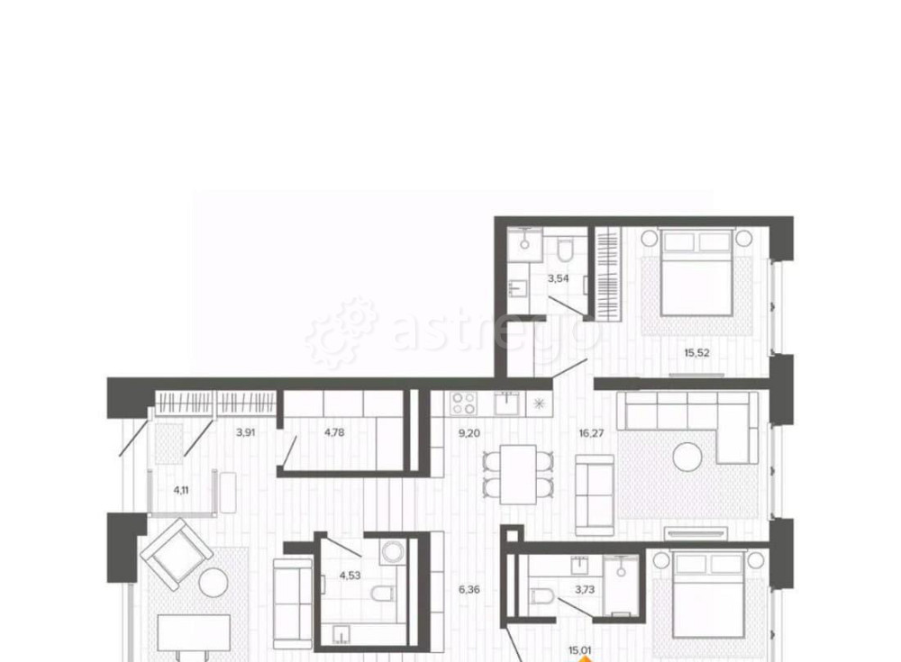4-комн. квартира, 109.39 м2, 1/9 эт. Барнаул - изображение 1
