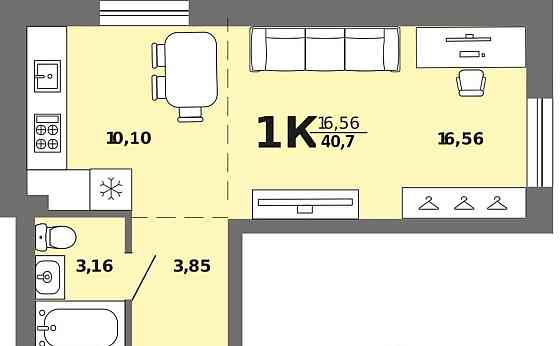 1-комн. квартира, 40.7 м2, 3/8 эт. Майма