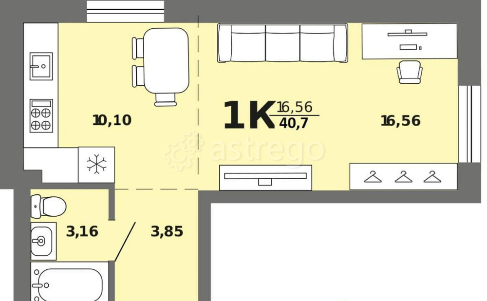 1-комн. квартира, 40.7 м2, 3/8 эт. Майма - изображение 1