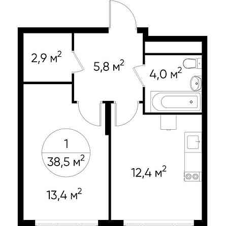 1-комн. квартира, 38 м2, 2/17 эт. Москва