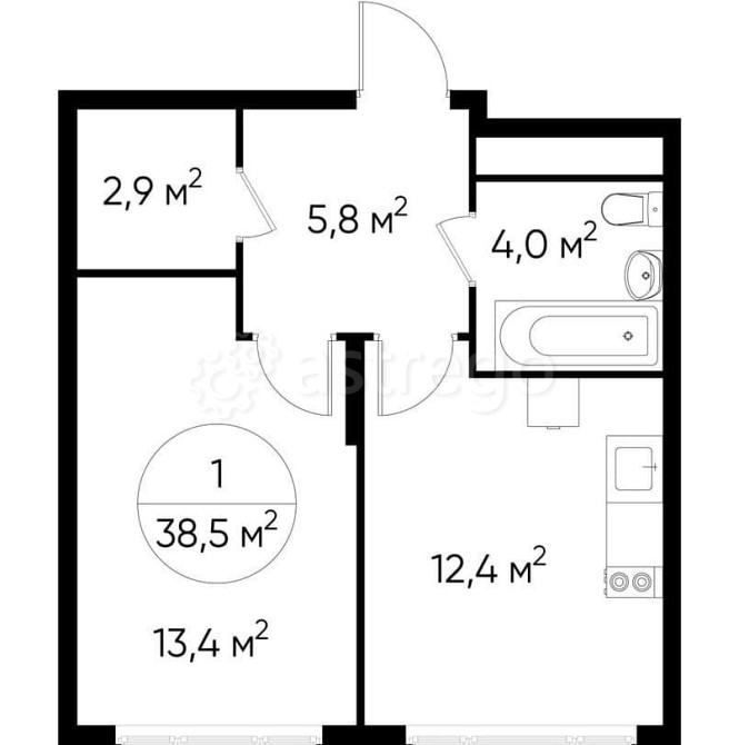 1-комн. квартира, 38 м2, 2/17 эт. Москва - изображение 1