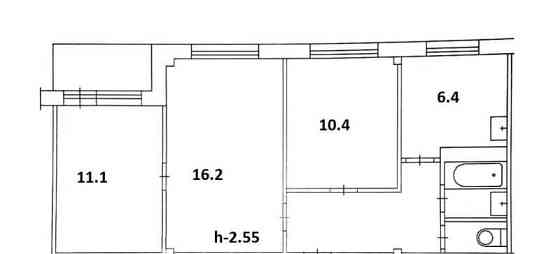 3-комн. квартира, 54.4 м2, 8/9 эт. Красноярск