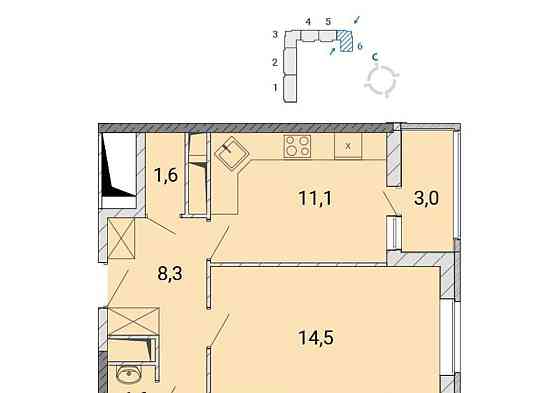 2-комн. квартира, 56.6 м2, 9/17 эт. Балашиха