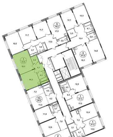 1-комн. квартира, 42 м2, 4/17 эт. Москва