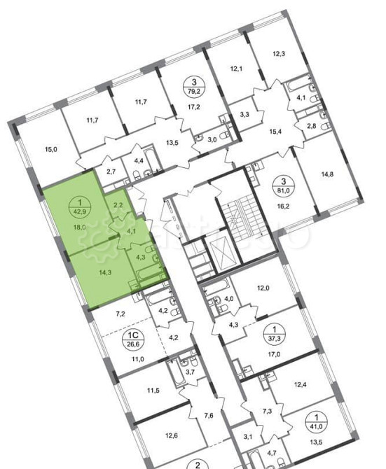1-комн. квартира, 42 м2, 4/17 эт. Москва - изображение 3