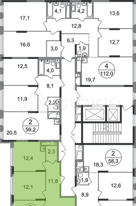 2-комн. квартира, 56 м2, 15/17 эт. Москва - изображение 10