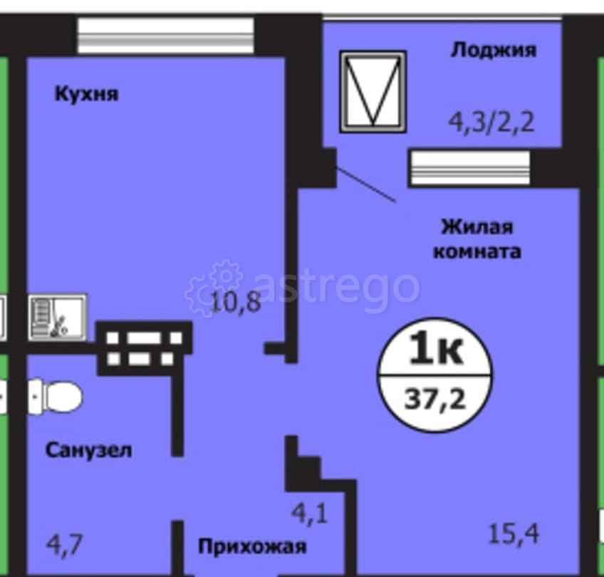 1-комн. квартира, 37.2 м2, 10/19 эт. Красноярск - изображение 1