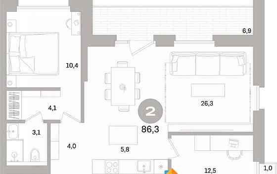 2-комн. квартира, 86.26 м2, 9/15 эт. Санкт-Петербург