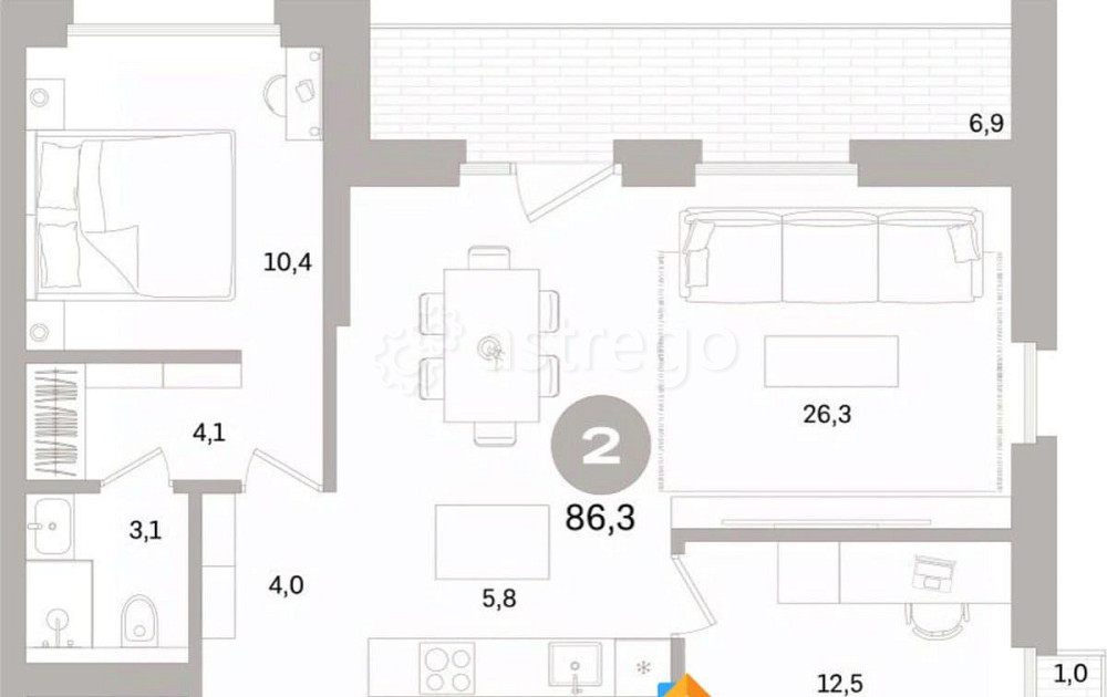 2-комн. квартира, 86.26 м2, 9/15 эт. Санкт-Петербург - изображение 3