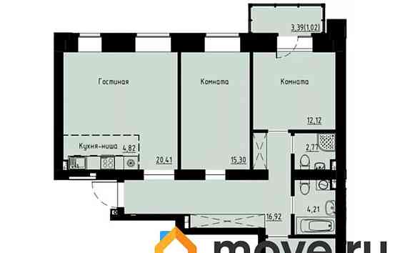 4-комн. квартира, 92.8 м2, 2/8 эт. Красноярск