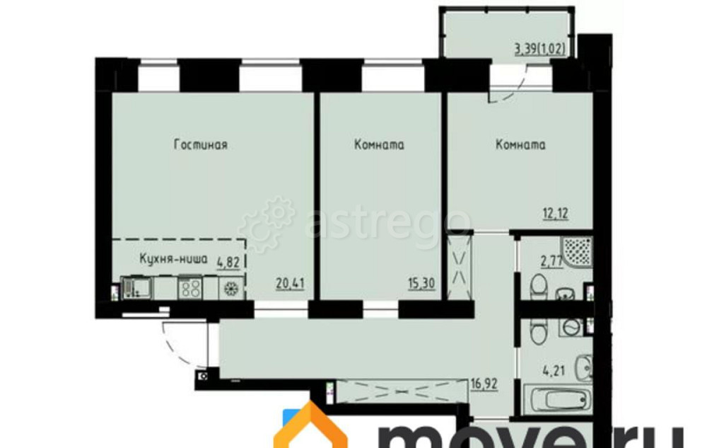 4-комн. квартира, 92.8 м2, 2/8 эт. Красноярск - изображение 1