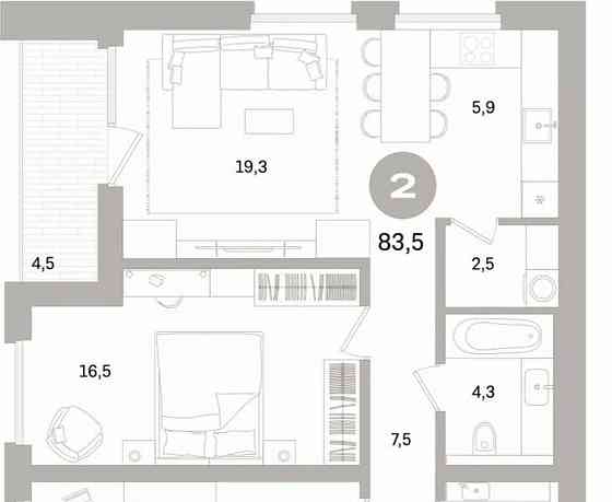 2-комн. квартира, 83.51 м2, 11/16 эт. Санкт-Петербург