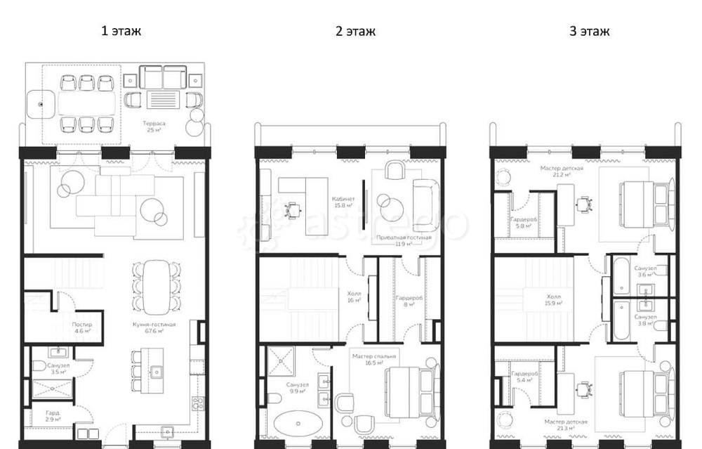 Таунхаус, 236.2 м2, 3 эт. Москва - изображение 1