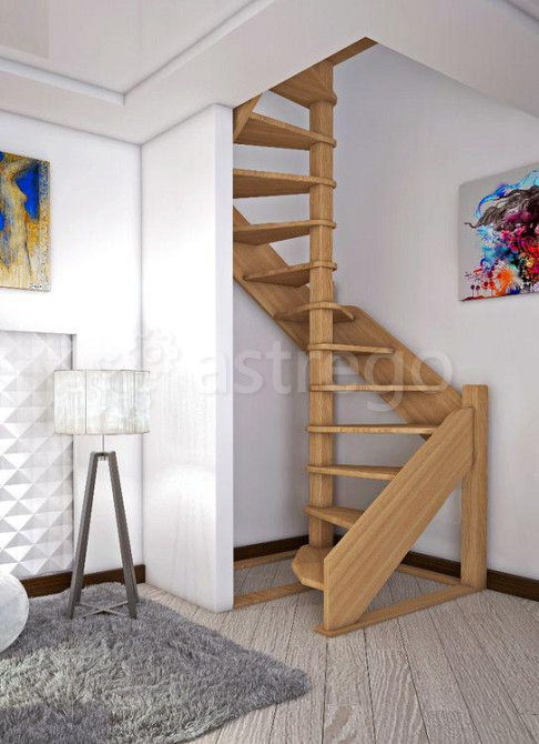 Деревянная винтовая лестница ЛЕС-1,2 универсальная Новосибирск - изображение 1